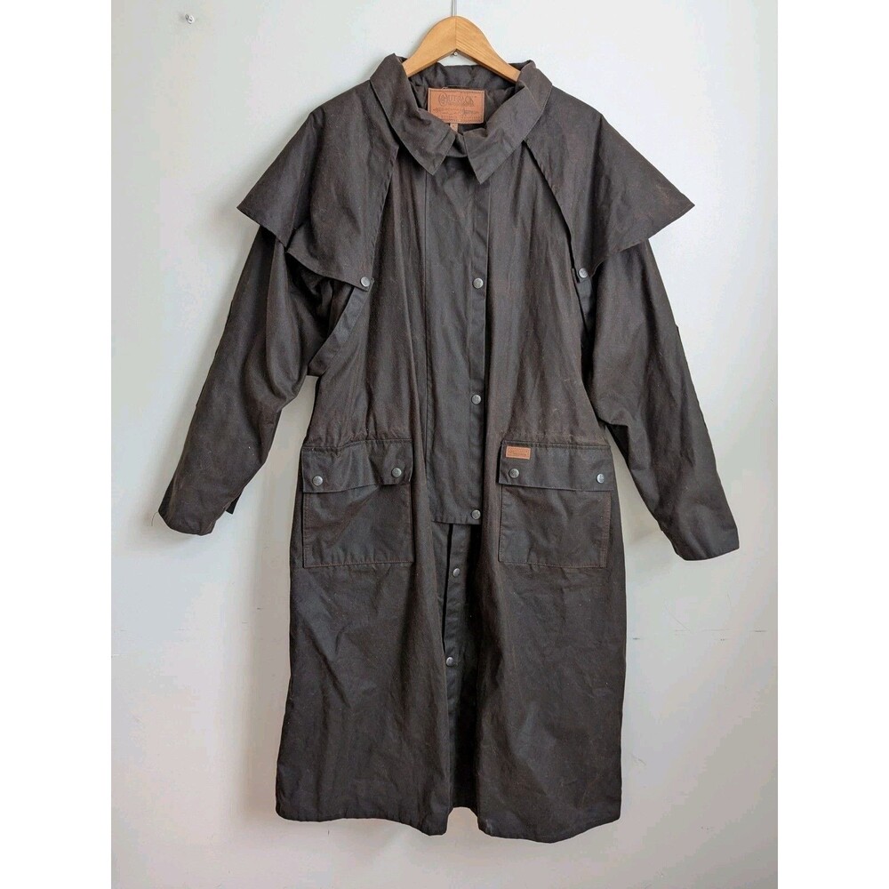 Outback Trading Oilskin Low Rider Duster Cape Coat Slicker Cowboy XL Brown